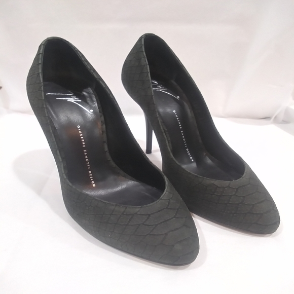 Giuseppe Zanotti Snake Embossed Suede Heels, Black EU 38 - Picture 13 of 15